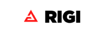 Logo of Rigi Pte Ltd which is a red colour with an abstract mountain like logo on a white background